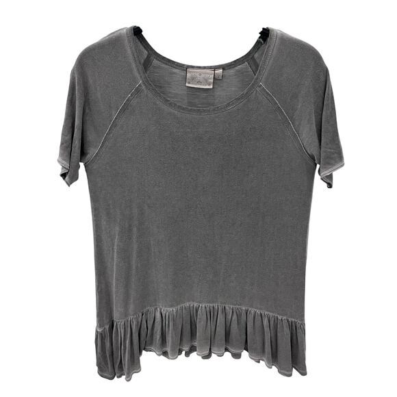 Dantelle Oil Dye Gray Ruffle Hem Drop Waist Top ~ Women’s MD - Picture 1 of 5